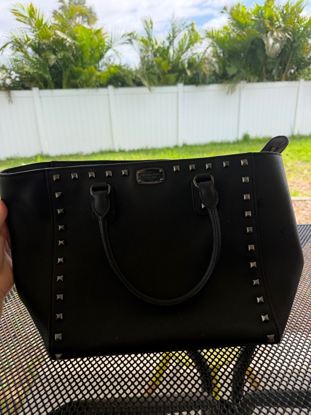 Michael Kors Black Studded Satchel